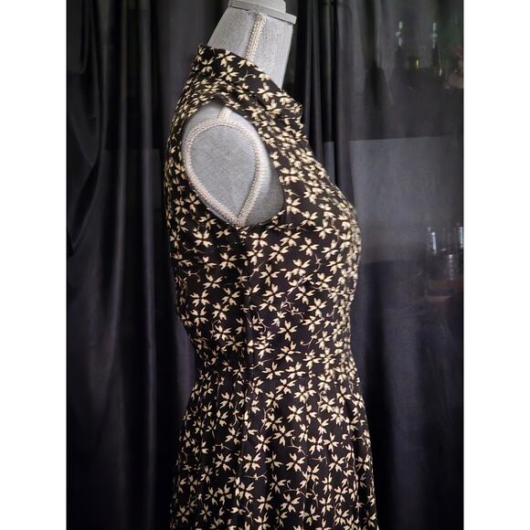 Cute Black with Floral Print Button Up Dress By Tylho for Anthropologie, Small - Picture 5 of 6